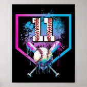Baseball Drip 11e Verjaardag Home Bord Boy Youth 1 Poster (Voorkant)