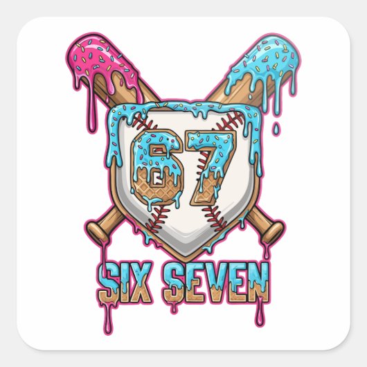 Baseball Drip 67 Meme — Speler 6-7 / Zes Zeven Vierkante Sticker (Voorkant)