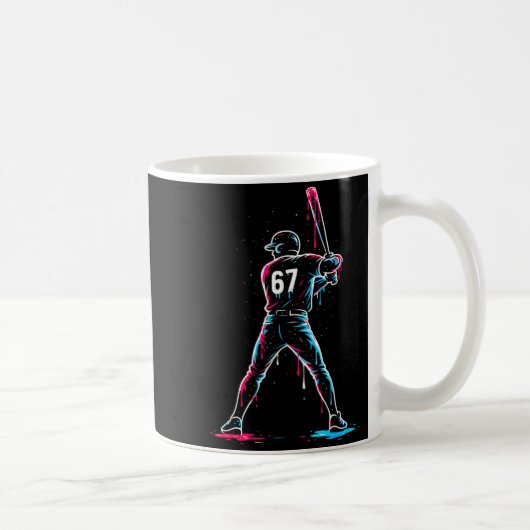 Baseball Drip 6 7 Number 67 Six Seven Meme Mens Bo Koffiemok (Rechts)