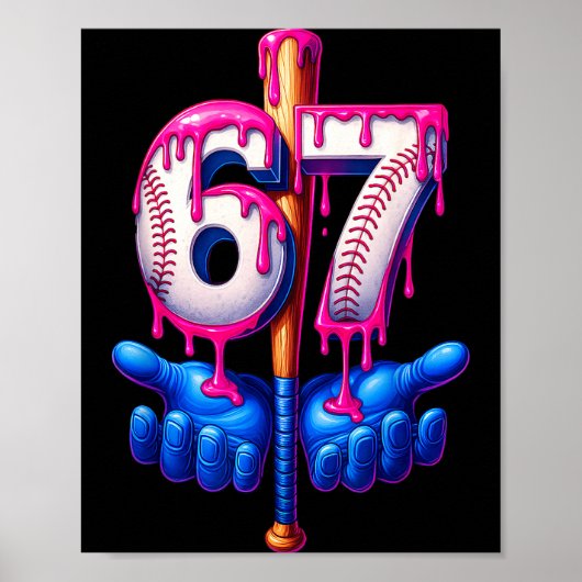 Baseball Drip 6 7 Number 67 Six Seven Meme Mens Bo Poster (Voorkant)
