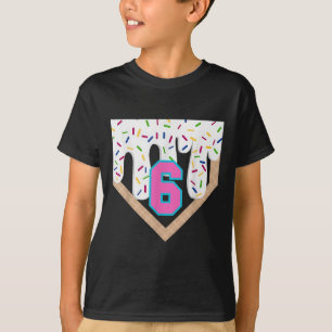 Baseball Drip 6e Verjaardag Home Bord Boys Youth 6 T-shirt