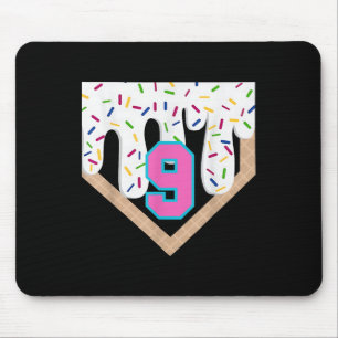 Baseball Drip 9e Verjaardag Home Bord Boys Youth 9 Muismat