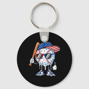 Baseball Drip Amerikaanse Vlag Bat 4 juli Sleutelhanger