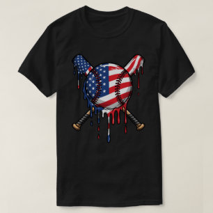 Baseball Drip Amerikaanse Vlag   Drip Baseball Spo T-shirt