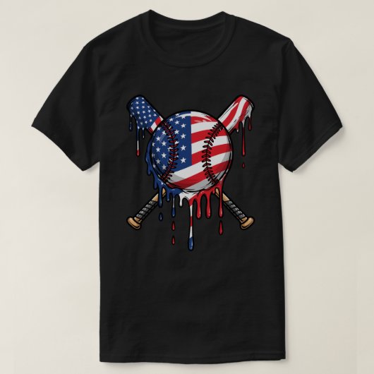 Baseball Drip Amerikaanse Vlag | Drip Baseball Spo T-shirt (Design voorkant)