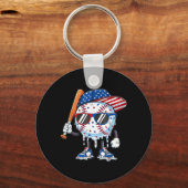 Baseball Drip Amerikaanse Vlag Knuppel 4 juli Sleutelhanger (Voorkant)