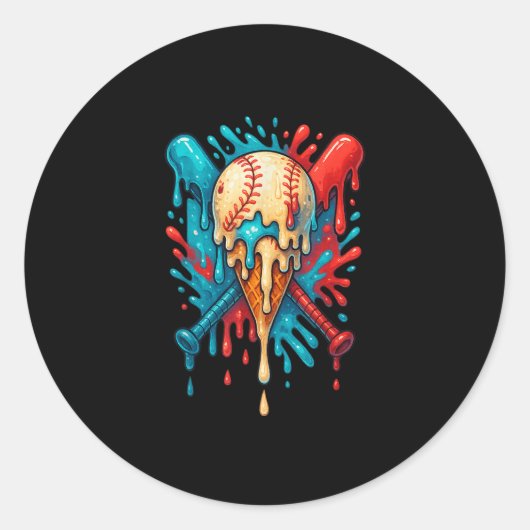 Baseball Drip Baseball Lifestyle 101 Jongens Ic Ronde Sticker (Voorkant)