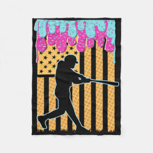 Baseball Drip Bat Boys Ice Cream Amerikaanse Vlag Fleece Deken
