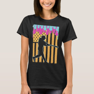 Baseball Drip Bat Boys Ice Cream Amerikaanse Vlag T-shirt