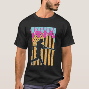 Baseball Drip Bat Boys Ice Cream Amerikaanse Vlag T-shirt