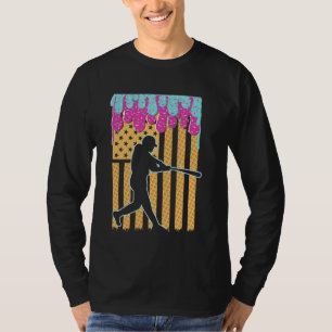 Baseball Drip Bat Boys Ice Cream Amerikaanse Vlag T-shirt