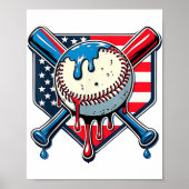 Baseball Drip Boy Ice Cream Patriotic American Fla Poster (Voorkant)