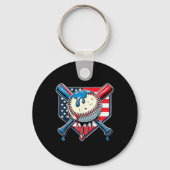 Baseball Drip Boy Ice Cream Patriotic American Fla Sleutelhanger (Voorkant)