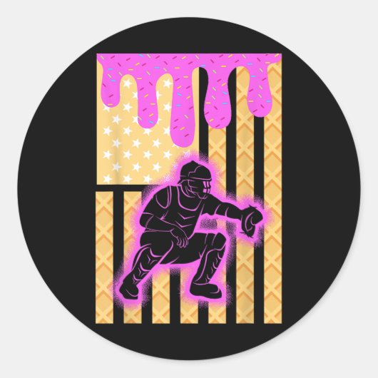 Baseball Drip Boys Dripping Ice Cream Baseball spe Ronde Sticker (Voorkant)