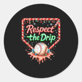 Baseball Drip Boys Ice Cream Christmas Youth Respe Ronde Sticker (Voorkant)