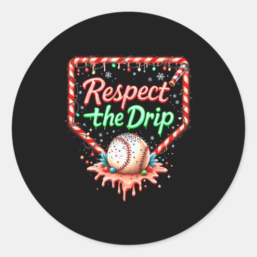 Baseball Drip Boys Ice Cream Christmas Youth Respe Ronde Sticker (Voorkant)