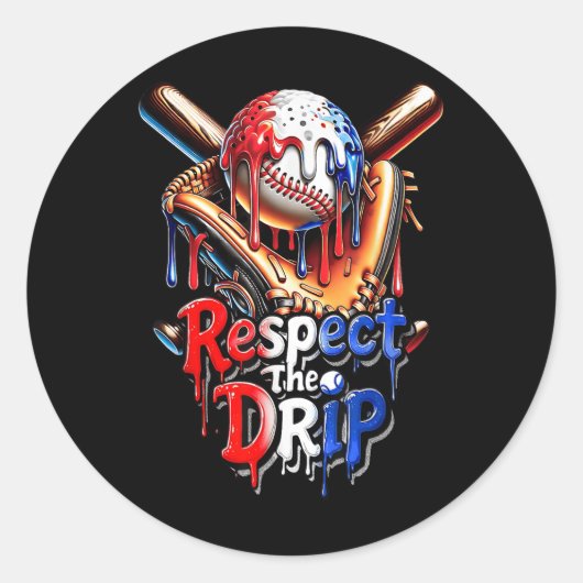 Baseball Drip Boys Thuisplaat Respecteer De Drip 4 Ronde Sticker (Voorkant)