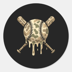 Baseball Drip Camo Baseball Bats Boys Sports Cool Ronde Sticker