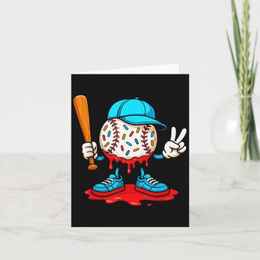Baseball Drip For Boys Ice Cream Drip Baseball  Kaart (Voorkant)