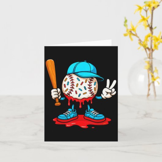 Baseball Drip For Boys Ice Cream Drip Baseball Kaart (Gele Bloem)