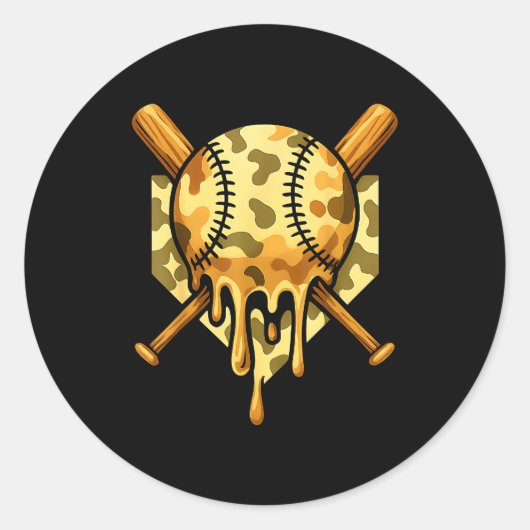 Baseball Drip For Boys Ice Cream Dripng Boys Baseb Ronde Sticker (Voorkant)