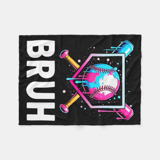Baseball Drip Funny Bruh Ice Cream Dripng Matching Fleece Deken (Voorkant (Horizontaal))