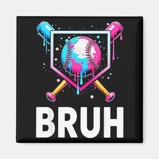 Baseball Drip Funny Bruh Ice Cream Dripng Matching Magneet (Voorkant)