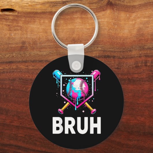 Baseball Drip Funny Bruh Ice Cream Dripng Matching Sleutelhanger (Voorkant)