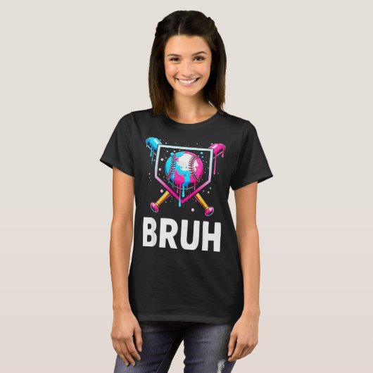 Baseball Drip Funny Bruh Ice Cream Dripng Matching T-shirt (Voorkant volledig)