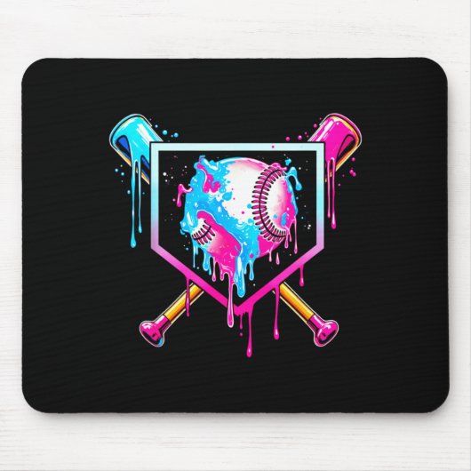 Baseball Drip Funny Ice Cream Dripng Matching Fami Muismat (Voorkant)