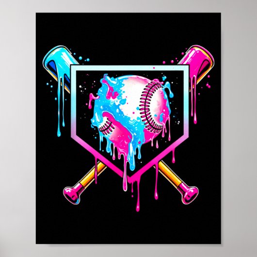 Baseball Drip Funny Ice Cream Dripng Matching Fami Poster (Voorkant)