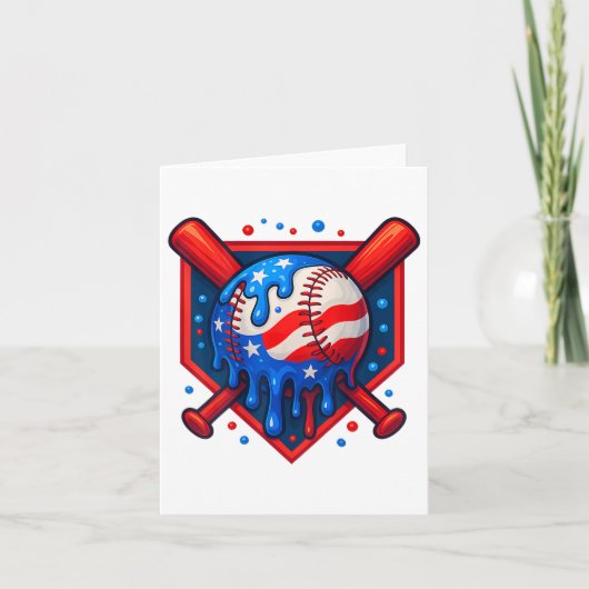 Baseball Drip Ice Cream 4 juli Vlag van de Verenig Kaart (Voorkant)