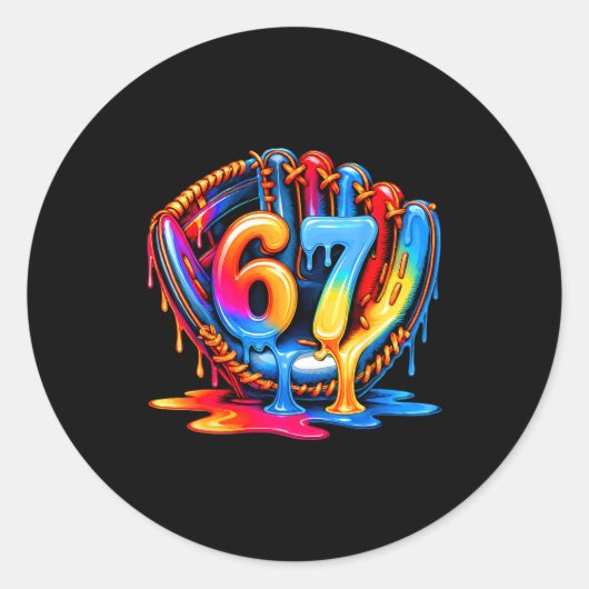 Baseball Drip Ice Cream 67 Baseball Lifestyle 101 Ronde Sticker (Voorkant)