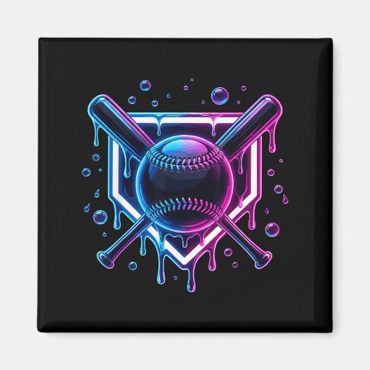 Baseball Drip Ice Cream Bat Kids  Magneet (Voorkant)