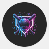 Baseball Drip Ice Cream Bat Kids  Ronde Sticker (Voorkant)