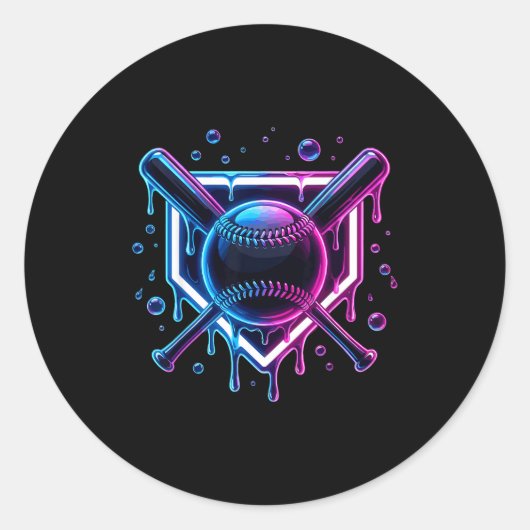 Baseball Drip Ice Cream Bat Kids Ronde Sticker (Voorkant)