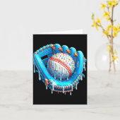 Baseball Drip Ice Cream Glove With Sprinkles Ball  Kaart (Gele Bloem)