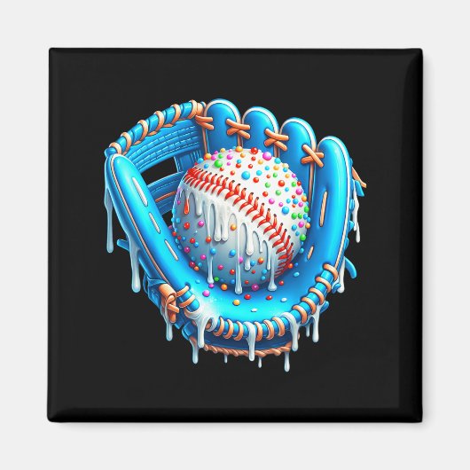Baseball Drip Ice Cream Glove With Sprinkles Ball  Magneet (Voorkant)