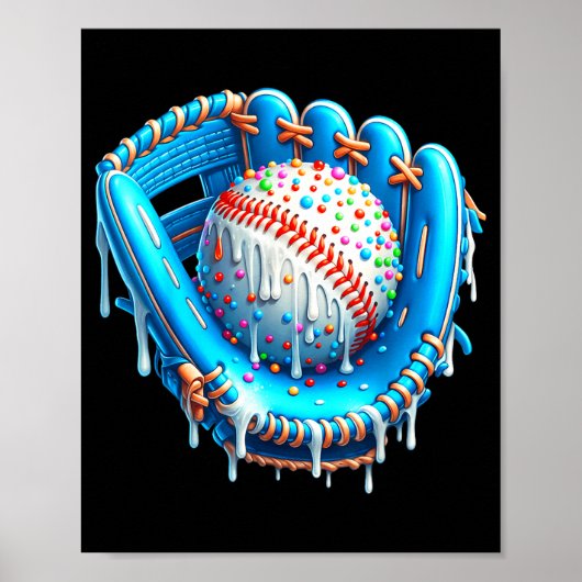 Baseball Drip Ice Cream Glove With Sprinkles Ball  Poster (Voorkant)