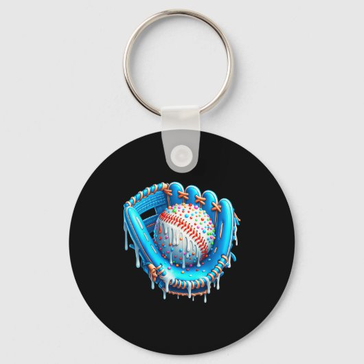 Baseball Drip Ice Cream Glove With Sprinkles Ball  Sleutelhanger (Voorkant)