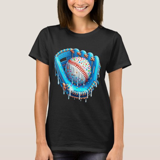 Baseball Drip Ice Cream Glove With Sprinkles Ball T-shirt (Voorkant)