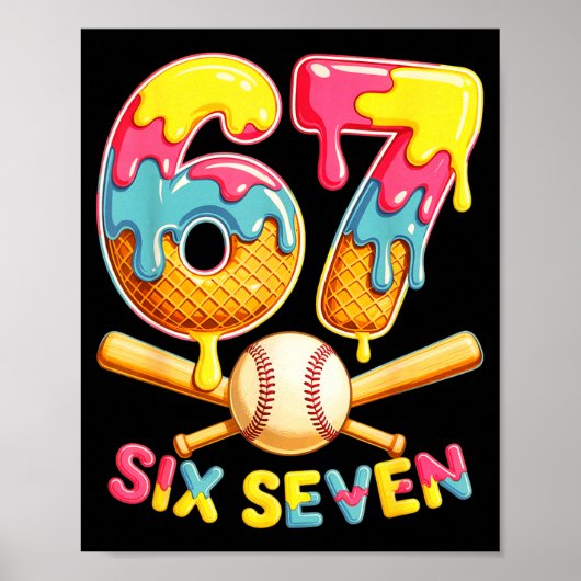 Baseball Drip Ice Cream Number 67 Player Lifestyle Poster (Voorkant)