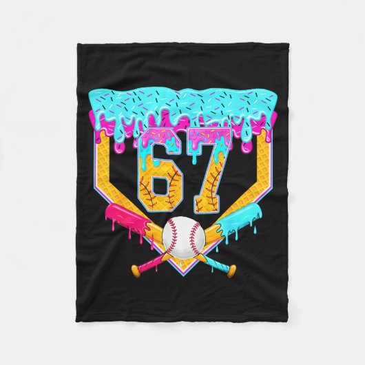 Baseball Drip Ice Cream Number 67 Player Or 67th B Fleece Deken (Voorkant)