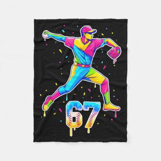 Baseball Drip Ice Cream Number 67 Player Or 67th B Fleece Deken (Voorkant)