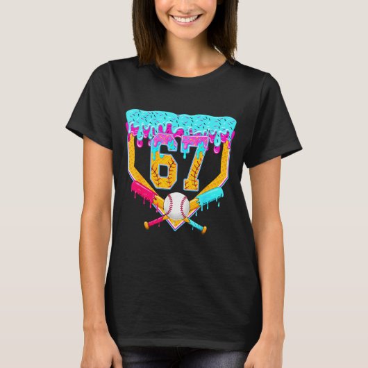Baseball Drip Ice Cream Number 67 Player Or 67th B T-shirt (Voorkant)
