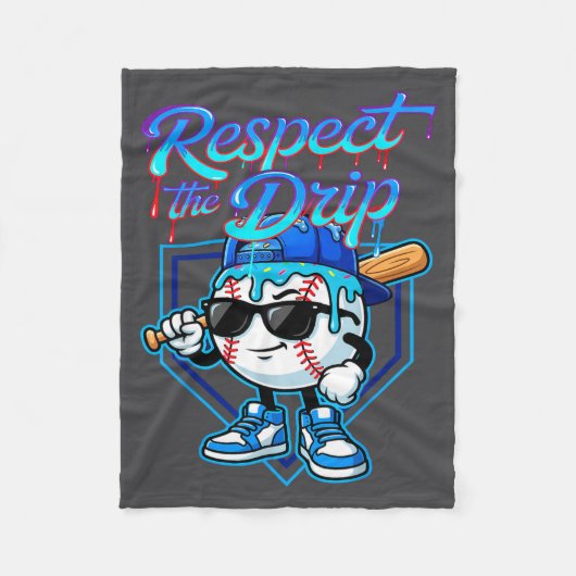 Baseball Drip Ice Cream Respect The Drip Home Plat Fleece Deken (Voorkant)