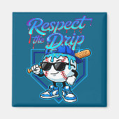 Baseball Drip Ice Cream Respect The Drip Home Plat Magneet (Voorkant)