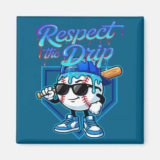 Baseball Drip Ice Cream Respect The Drip Home Plat Magneet (Voorkant)
