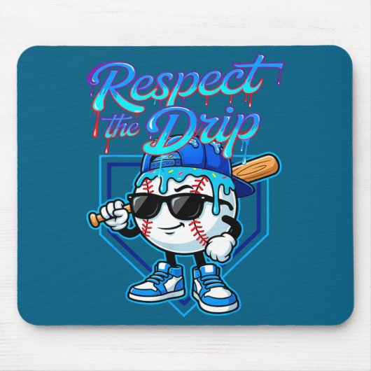 Baseball Drip Ice Cream Respect The Drip Home Plat Muismat (Voorkant)