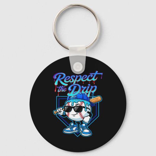 Baseball Drip Ice Cream Respect The Drip Home Plat Sleutelhanger (Voorkant)